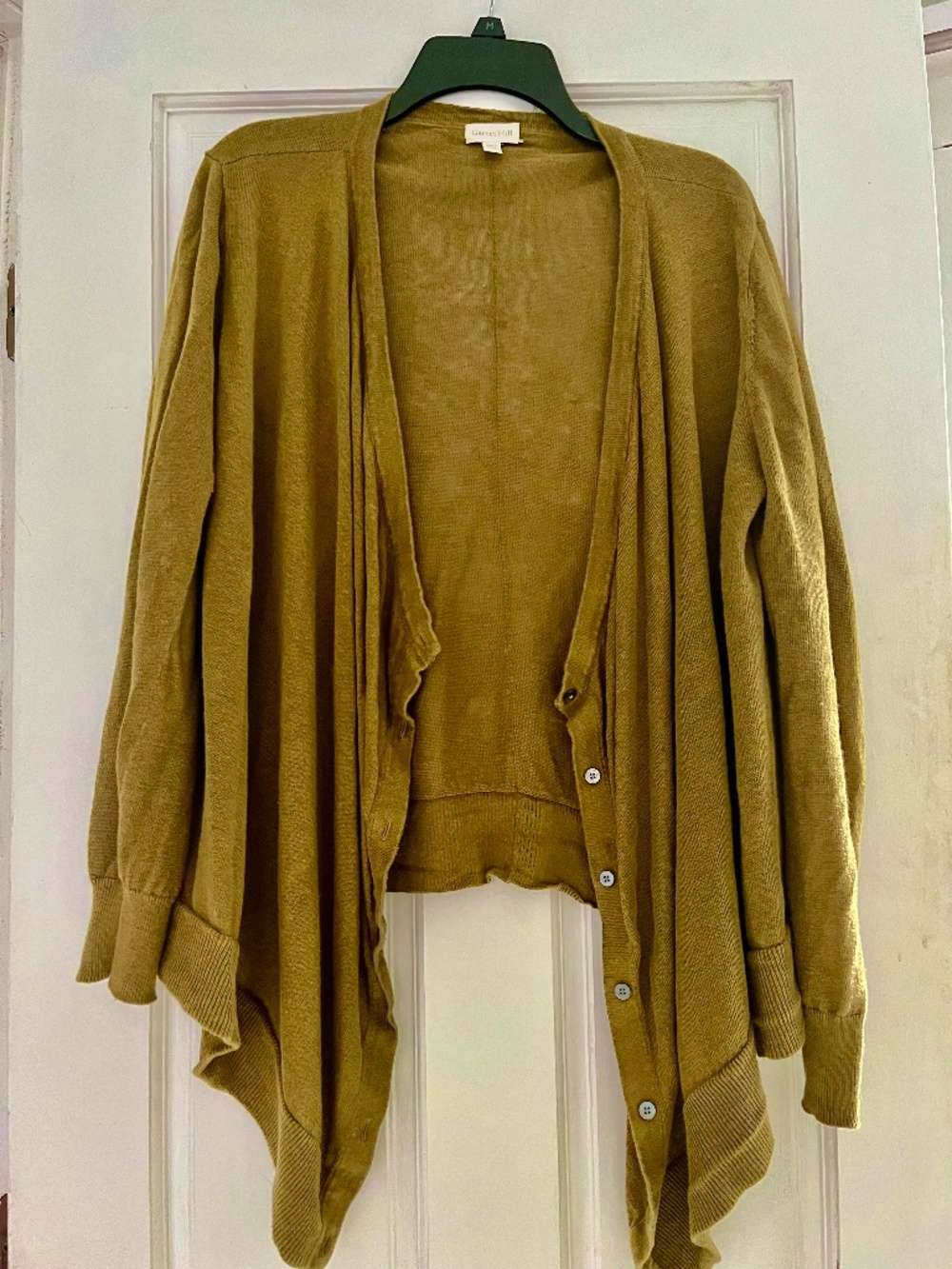 Garnet Hill Linen Drape Front Cardigan